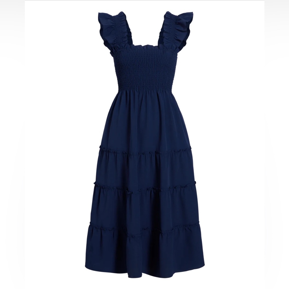 Hill House Home Ellie Nap Dress Wrinkle Resistant Crepe Navy Blue Large